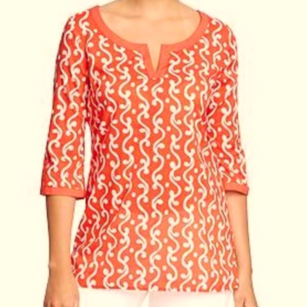 Old Navy Tunic Orange White Cotton Tunic XS